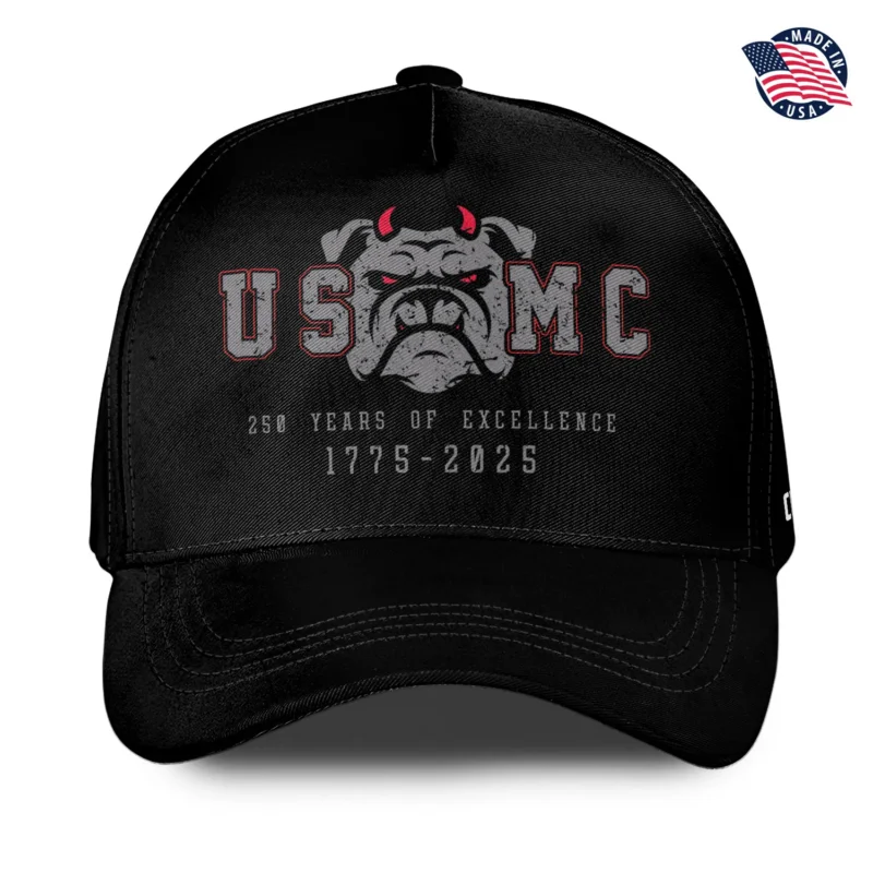Custom USMC 250th Anniversary Devil Dog Design Printed Hat - Personalized Rank & Name #000228