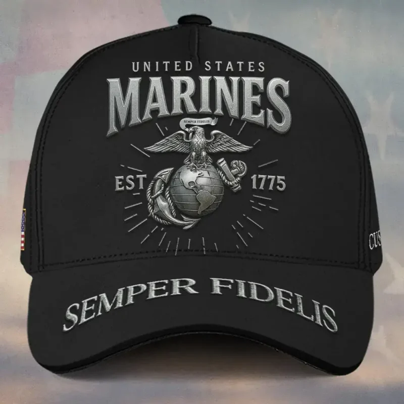 Custom USMC Forged Steel Veteran Printed Hat - Personalized Rank & Name #000255