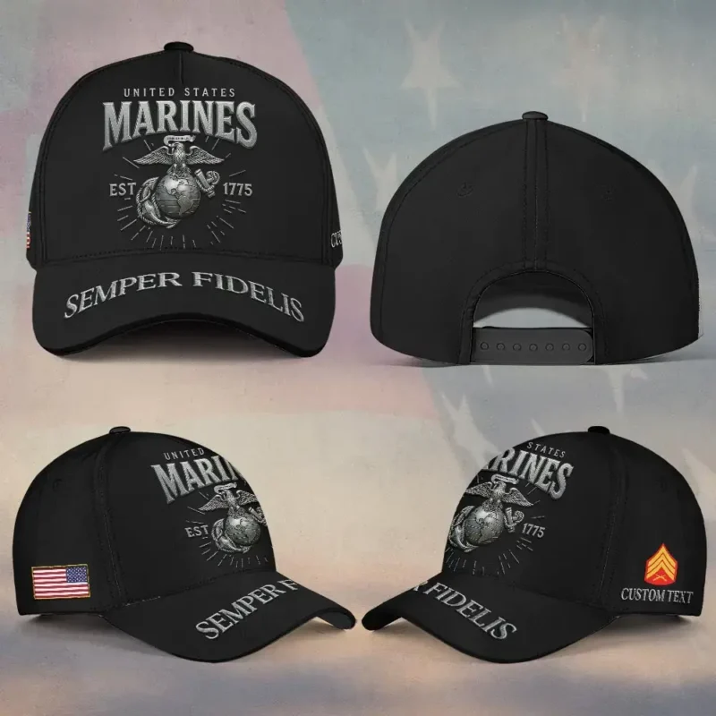 Custom USMC Forged Steel Veteran Printed Hat - Personalized Rank & Name #000255