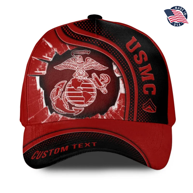 Custom USMC Shattered Armor Printed Hat - Personalized Rank & Visor Name #000192