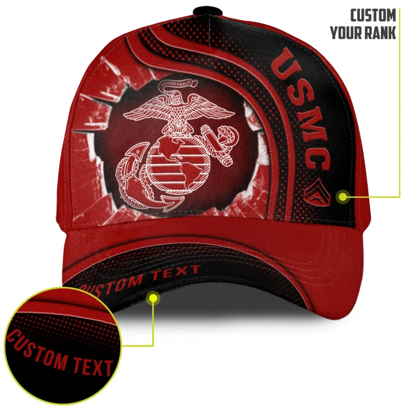 Custom USMC Shattered Armor Printed Hat - Personalized Rank & Visor Name #000192
