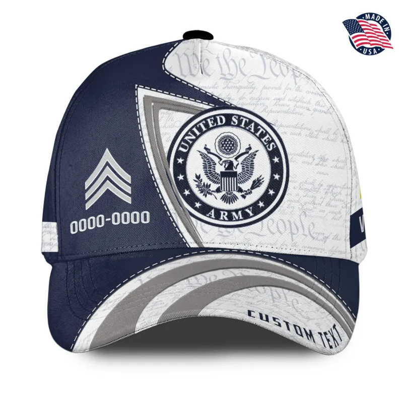 Custom We The People U.S Veteran Printed Hat - Personalized Branch, Rank & Years #000208