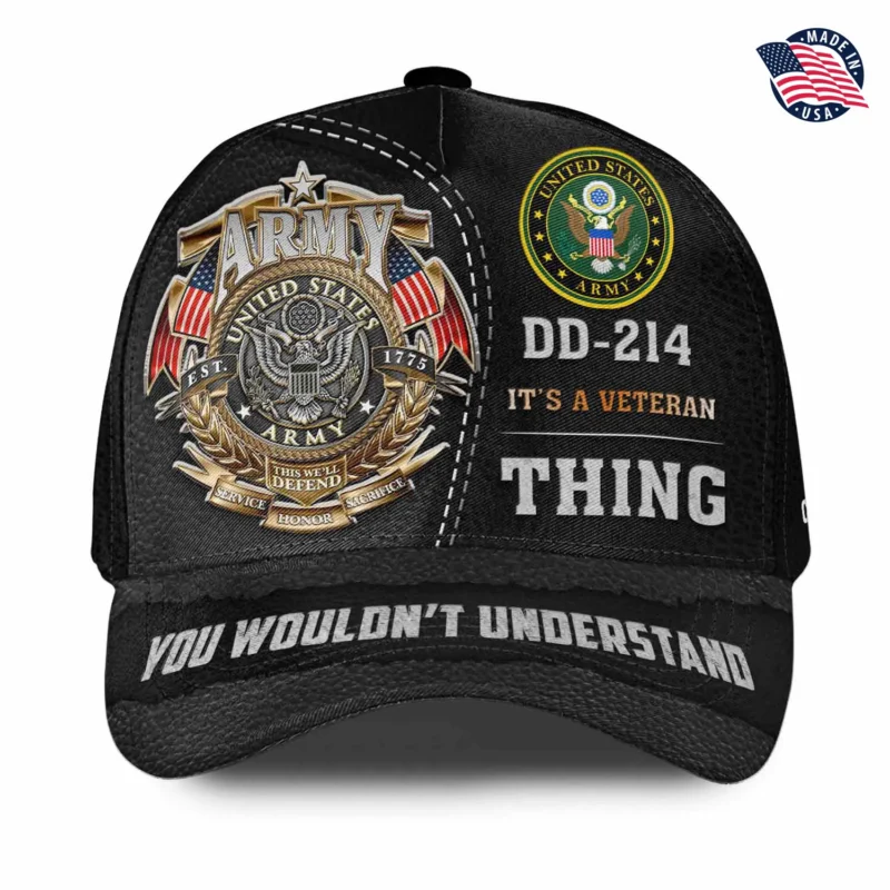 Customized DD-214 Veteran Printed Hat - Personalized Branch, Rank & Name #000206