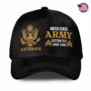 Customized Modern US Veteran Hat - Split Design Branch & Seal - Personalized Rank, Name & Years #000199