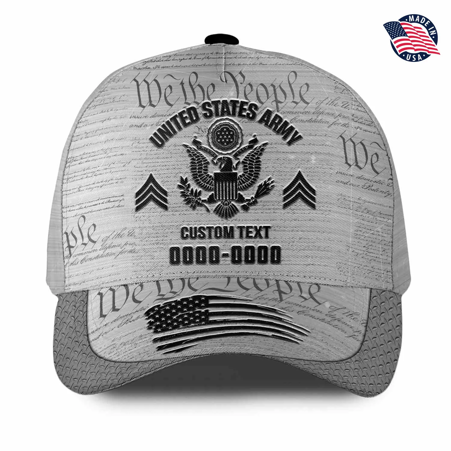 Customized U.S Veteran White Hat - Personalized Branch, Rank, Nam & Years #000181