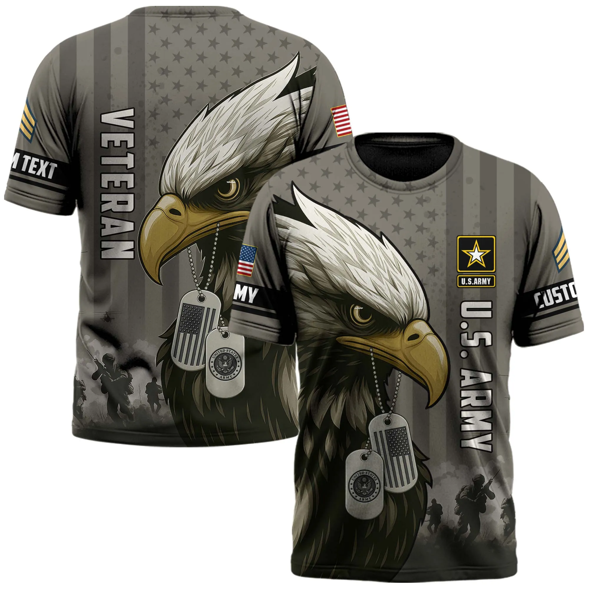 Customized U.S. Army Veteran Eagle Dog Tags Personalized Shirt #000275
