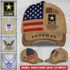 Custom Tattered Flag U.S Veteran Printed Hat - Personalized Branch, Rank & Name #000256