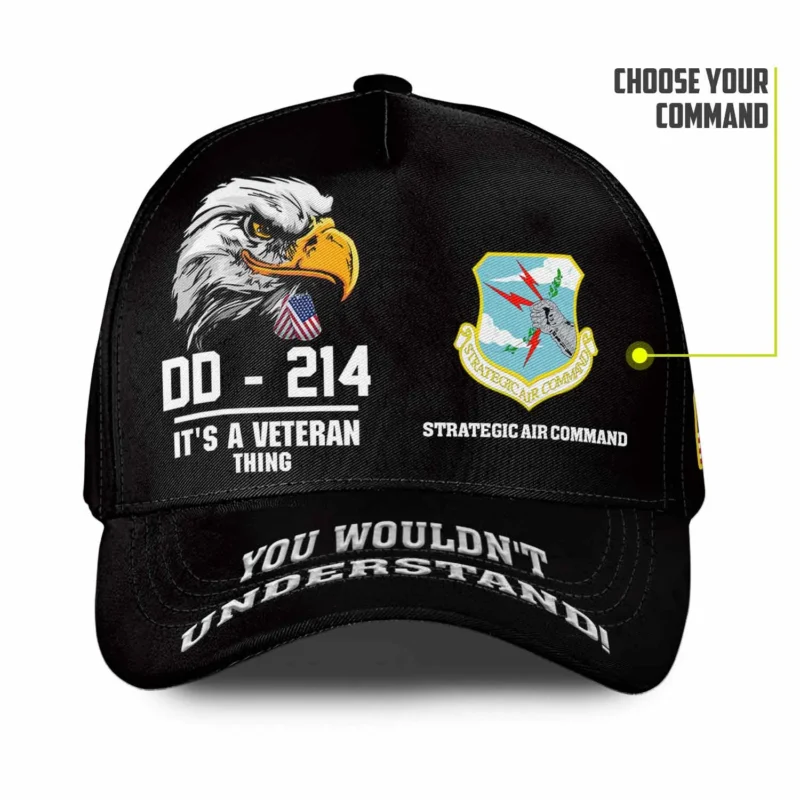 The DD-214 Custom Air Force Command Printed Cap - Personalized Command, Rank & Name #000203