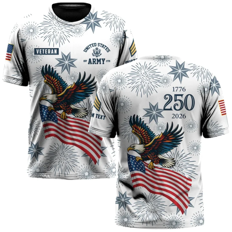 U.S. Army Veteran 250th Anniversary 1776-2026 Fireworks Personalized Shirt #000274