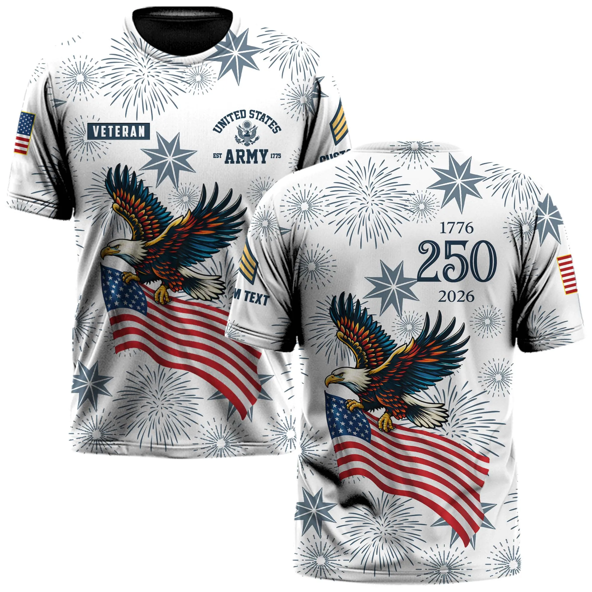 U.S. Army Veteran 250th Anniversary 1776-2026 Fireworks Personalized Shirt #000274