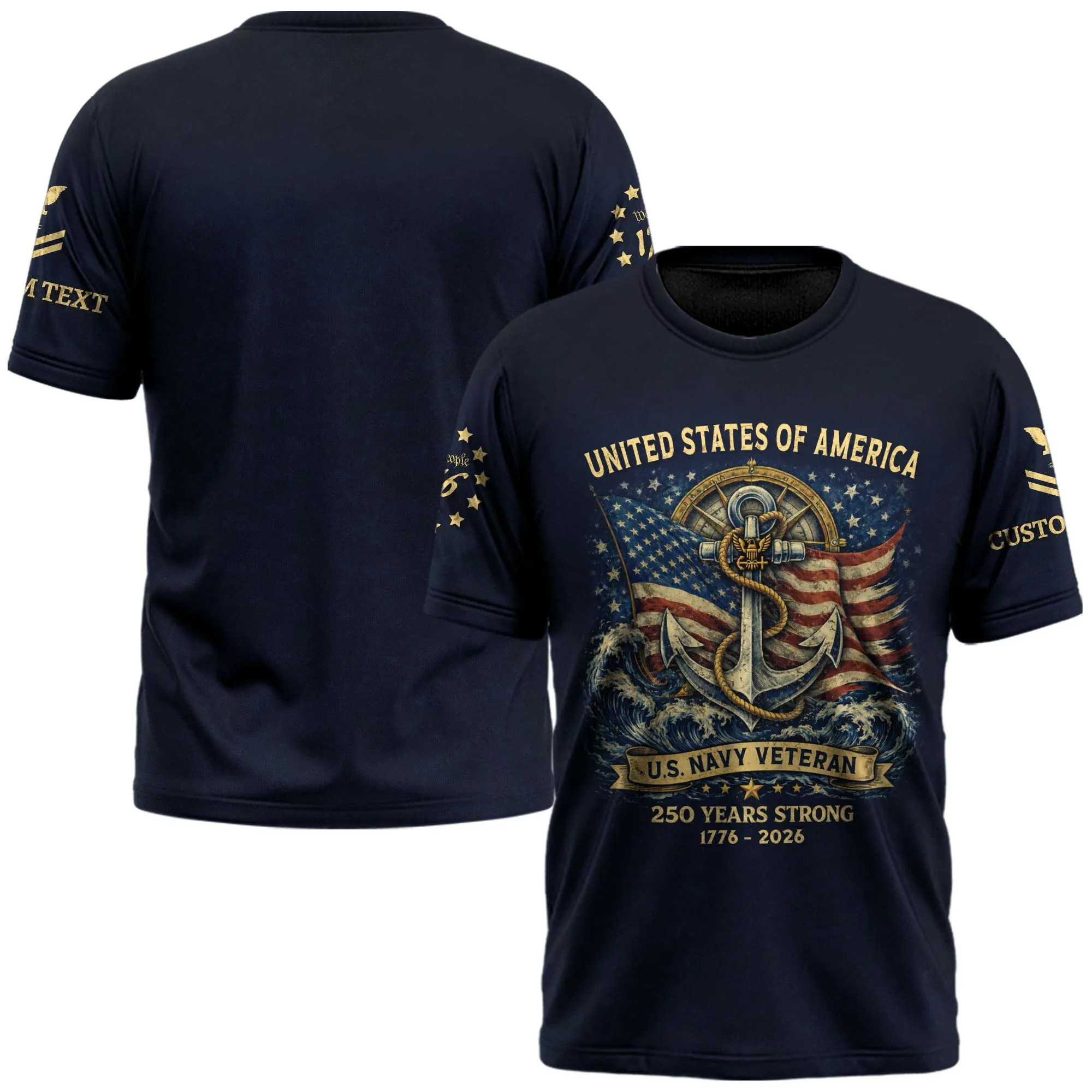 U.S. Navy Veteran 250 Years Strong 1776-2026 Personalized Shirt #000268