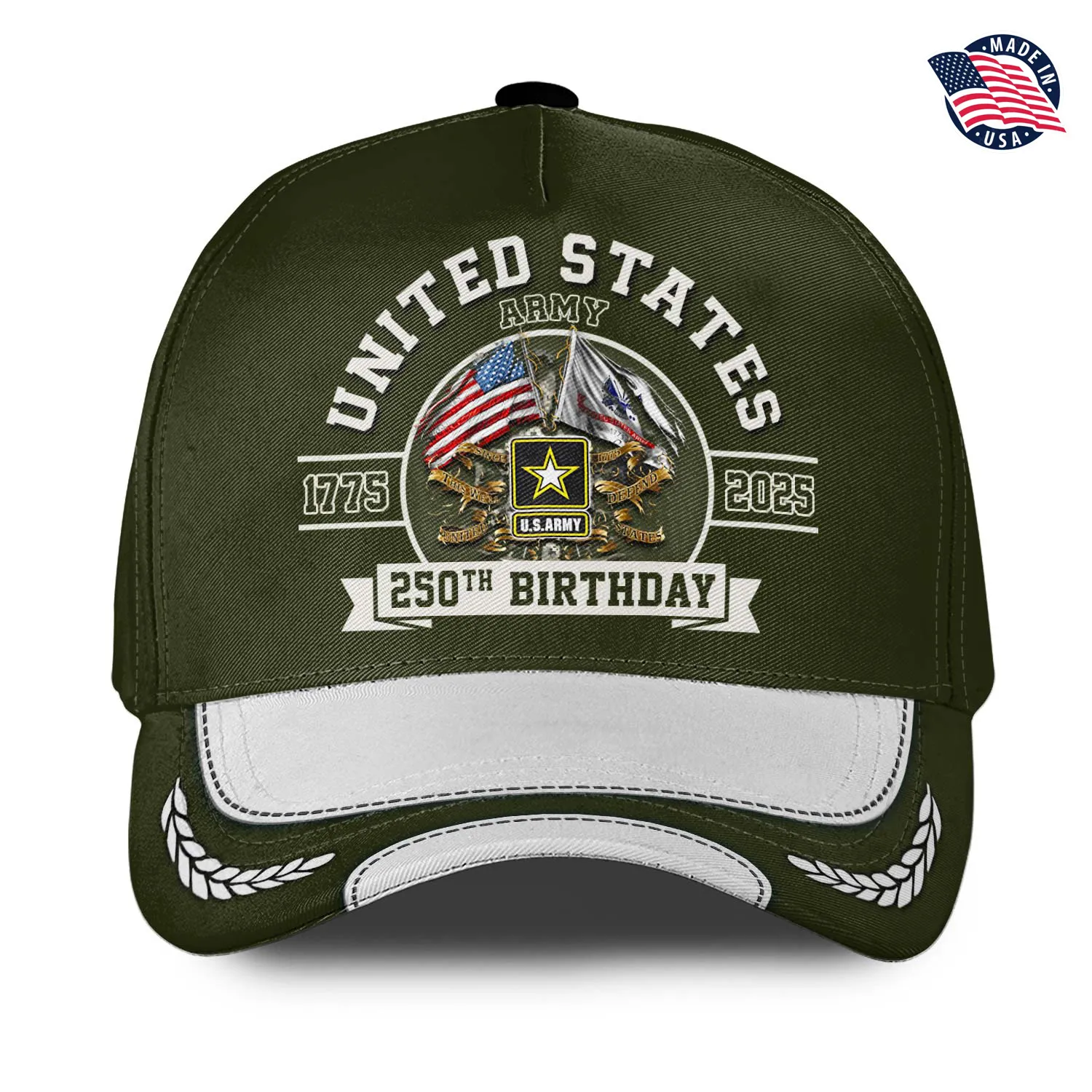 US Army 250th Birthday Custom Printed Hat - Personalized Rank & Name #000230