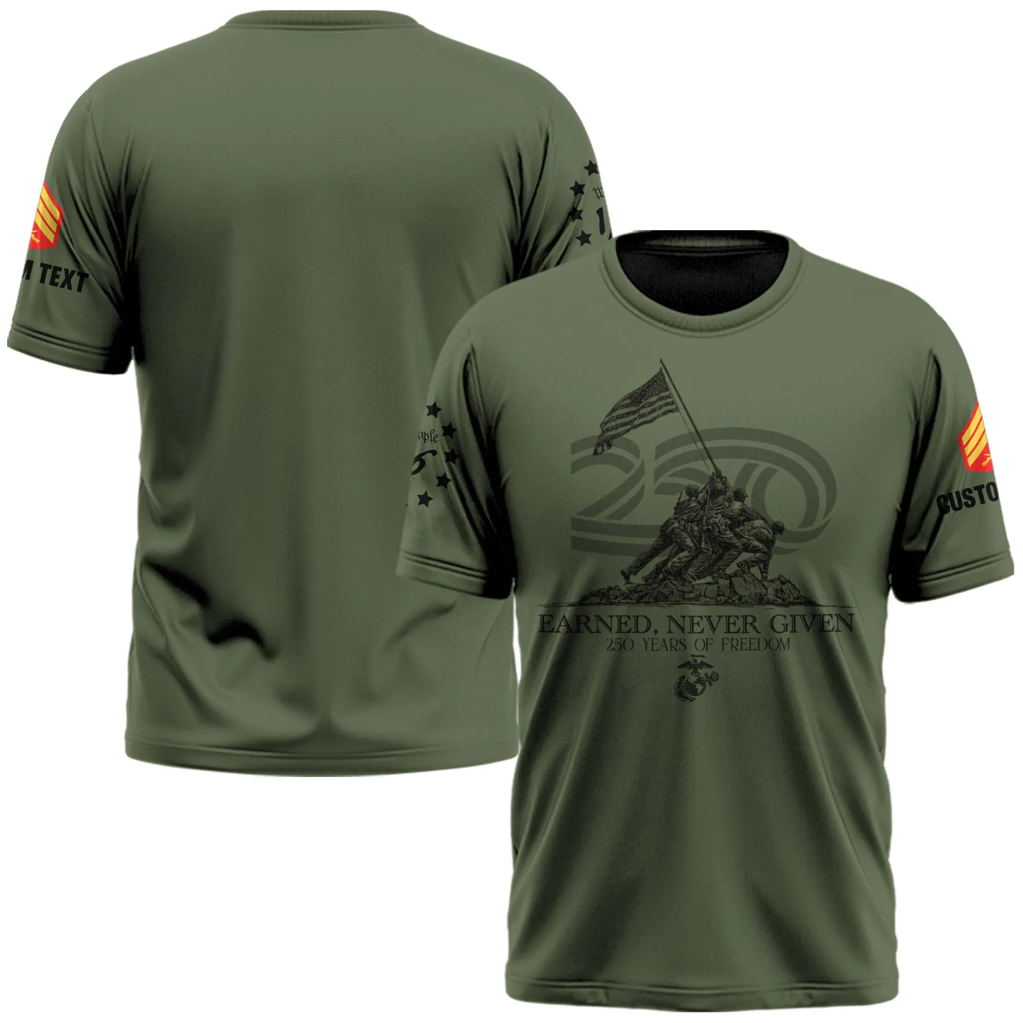 USMC Veteran Earned Never Given 250 Years Of Freedom Personalized Shirt #000273