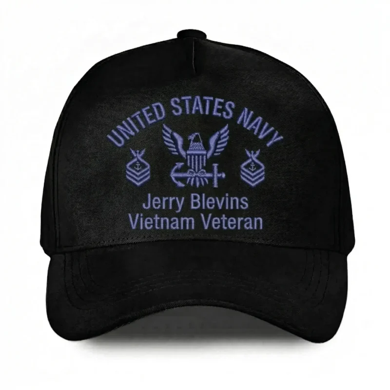 Customized U.S Navy Veteran Embroidered Hat – Personalized Rank & Name